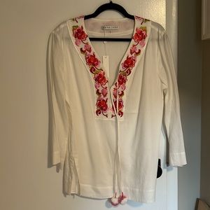 Trina Turk embroidered floral tunic